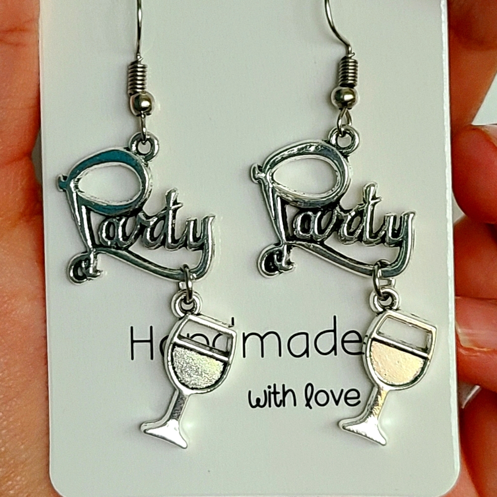 New year earrings party 2021 cup wine celebration